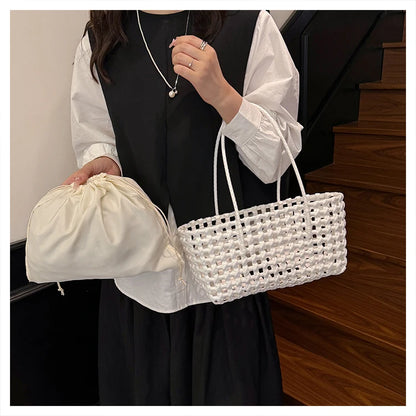 Handwoven Straw Tote Shoulder Bag