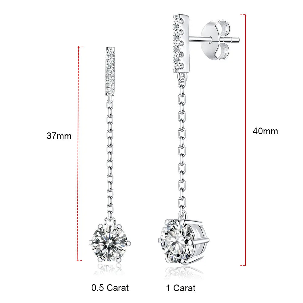 925 Sterling Silver Moissanite Tassel Earrings