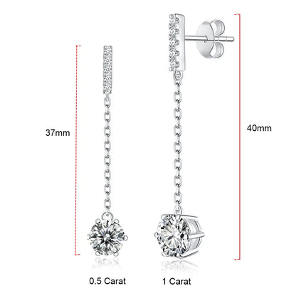 925 Sterling Silver Moissanite Tassel Earrings