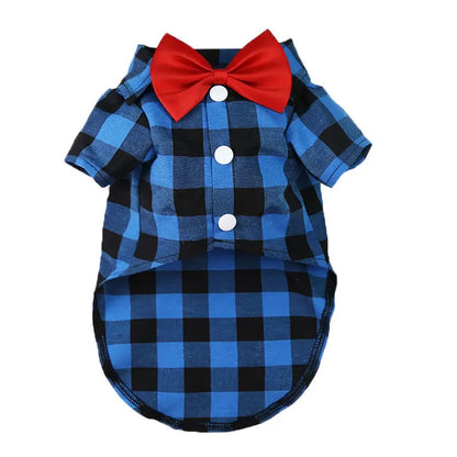 Plaid Dog Shirt with Bow Tie for Small & Medium Pets