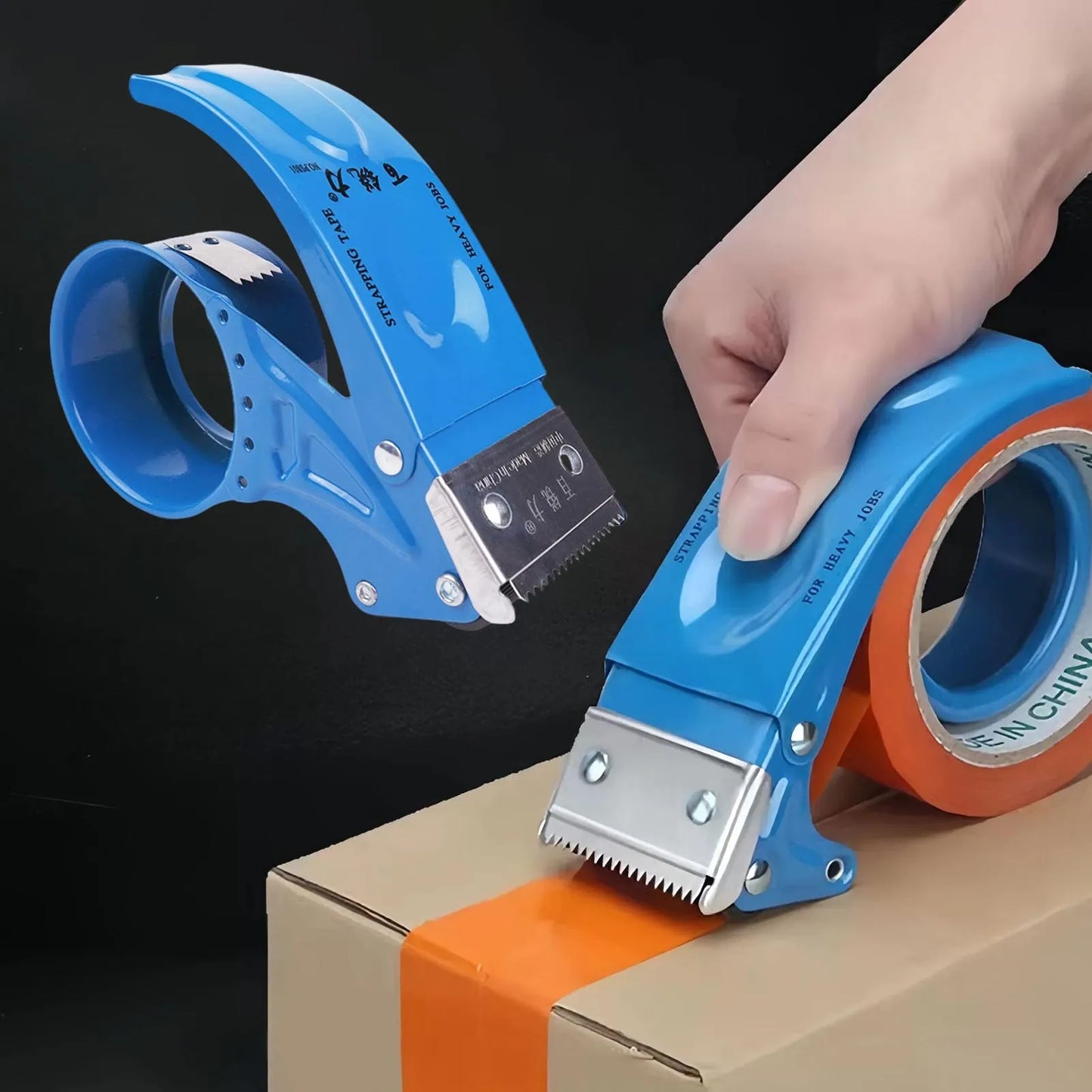 Heavy-Duty Packaging Tape Dispenser with Metal Cutter