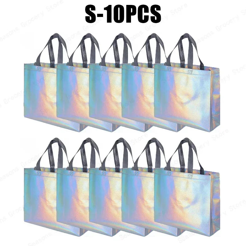 Large Capacity Reusable Holographic Shopper Bag