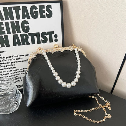 Luxury Pearl Chain Minaudière Shoulder Bag