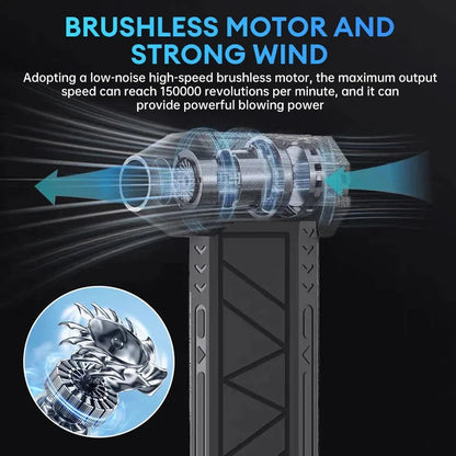 Cordless 3-Speed Electric Air Blower with LED Light & Brushless Motor