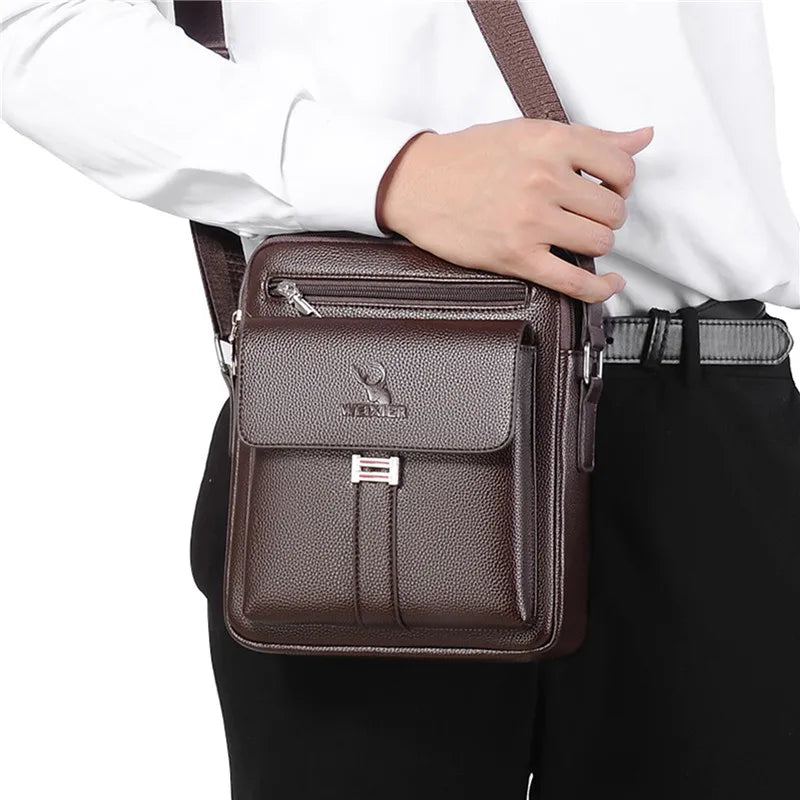 Men's Genuine Leather Crossbody Shoulder Bag