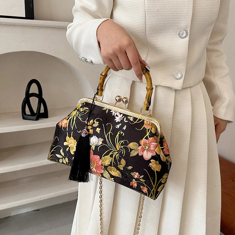 Floral Embroidery Evening Clutch