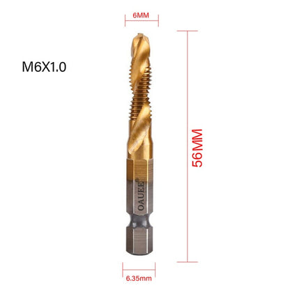 1/2/3/6Pcs Tap Drill Bit Hex Shank Titanium Plated HSS Screw Thread