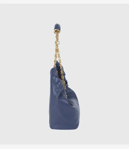 Genuine Leather Cloud Bucket Shoulder Bag