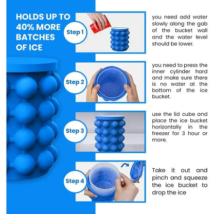 Portable Silicone Ice Cube Mold and Ice Storage Bucket with Lid