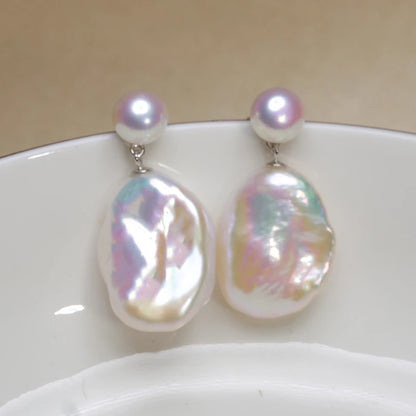 Natural Freshwater Baroque Pearl Silver Earrings