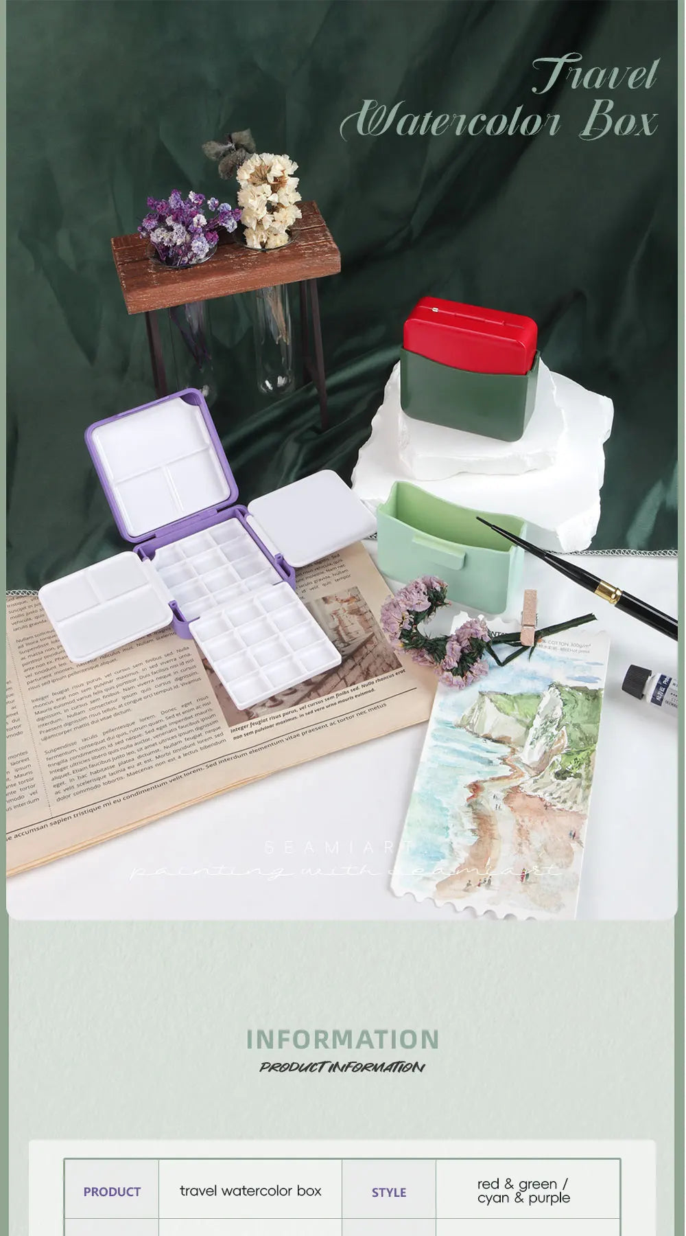 SeamiArt Portable Watercolour Palette Box