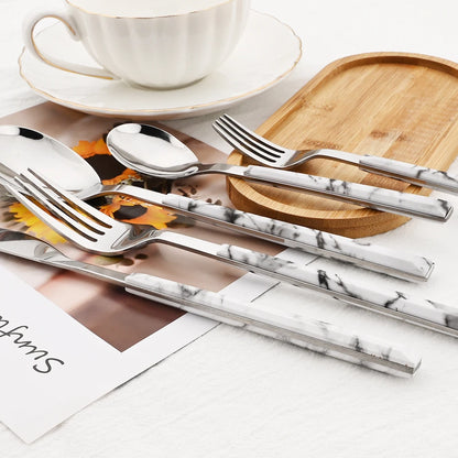 Stainless Steel Cutlery Set with Wood-Effect Handles