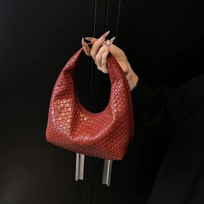Women’s Woven Embossed PU Leather Hobo Shoulder Bag