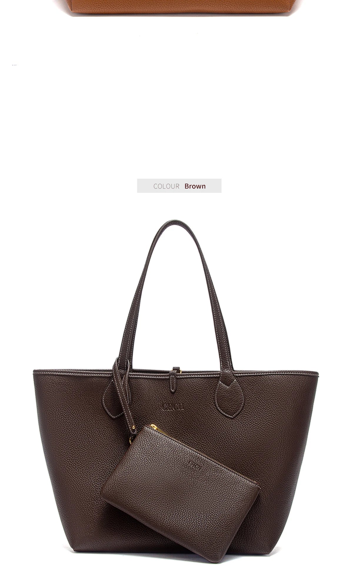 Women’s PU Leather Tote Bag with Matching Pouch
