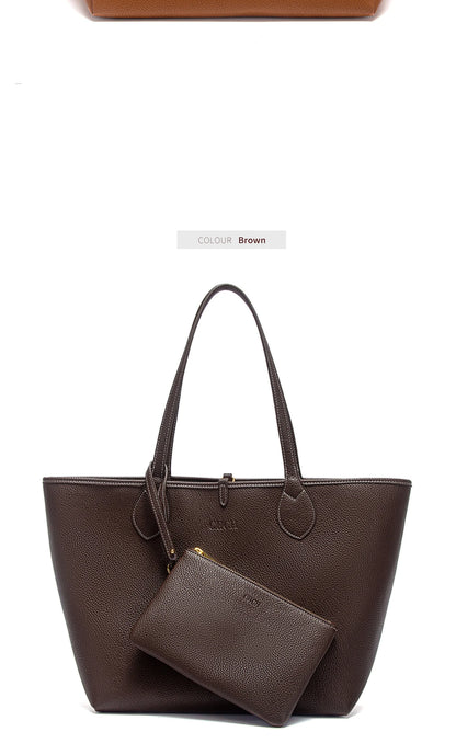 Women’s PU Leather Tote Bag with Matching Pouch