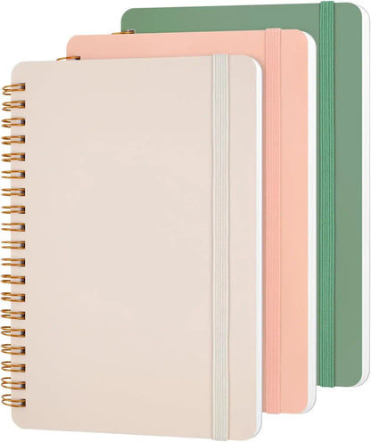 Set of 3 Morandi Spiral Journals with Elastic Closure – 70 Sheets Each