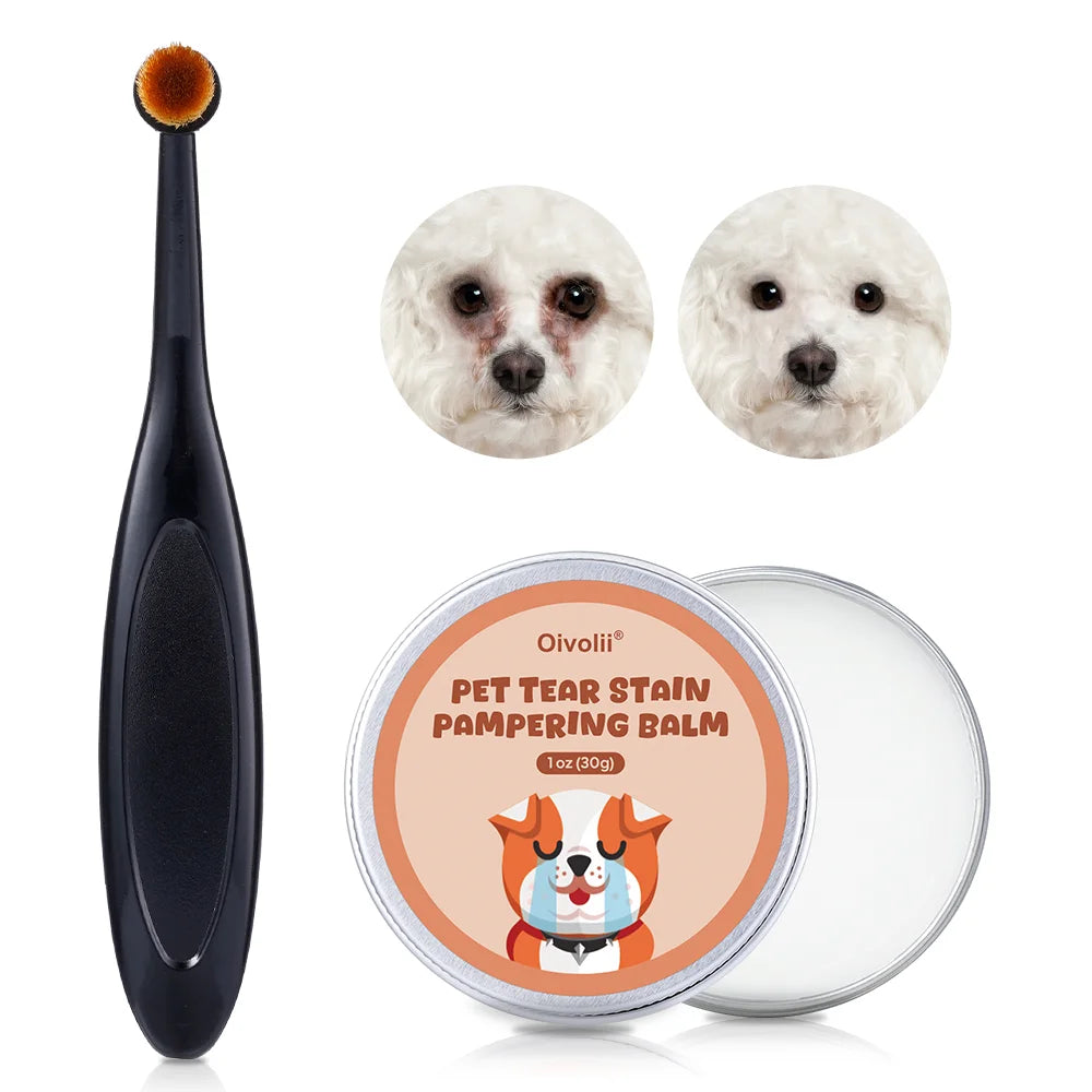 Pet Tear Stain Remover Balm with Applicator Brush