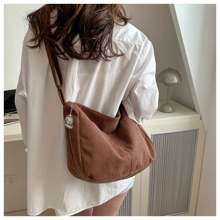 Corduroy Half Moon Shoulder Bag