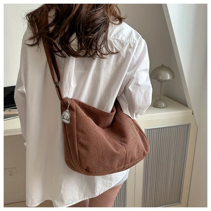 Corduroy Half Moon Shoulder Bag