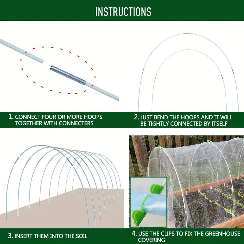 Fiberglass Garden Hoops Grow Tunnel Kit