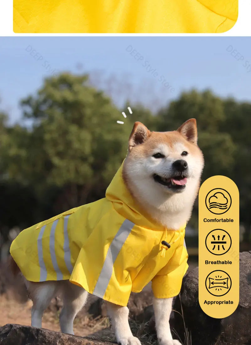 Waterproof Reflective Hooded Dog Raincoat
