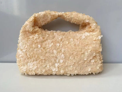 White Sequin Hobo Bag – Elegant Evening Clutch Purse