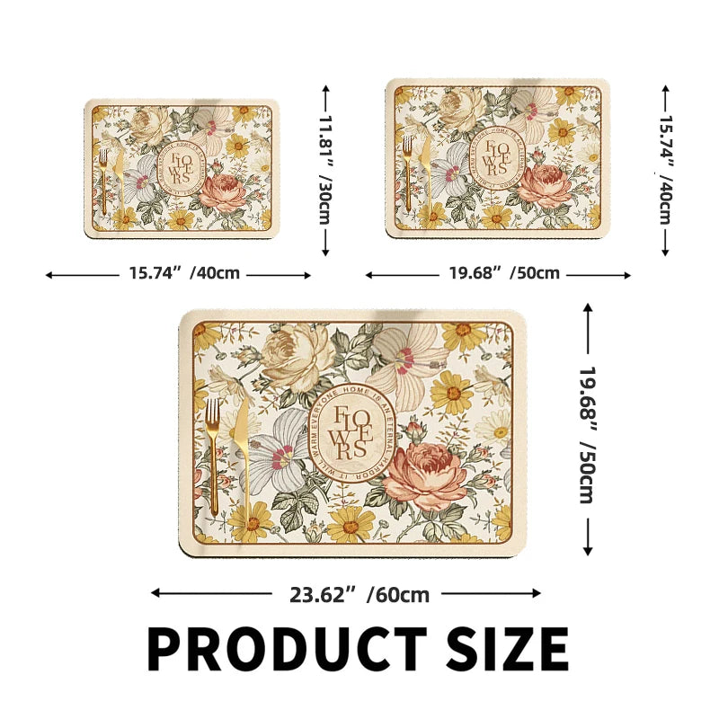 Super Absorbent Floral Dish Drying Mat