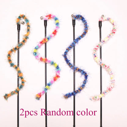 Colorful Plush Rope Cat Teaser Wand Set
