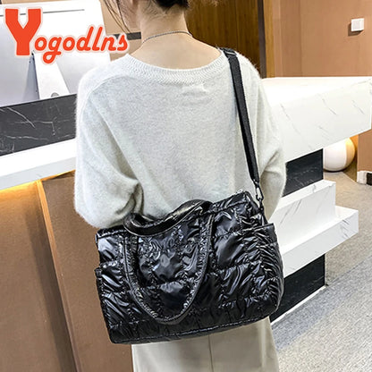 Quilted Waterproof Nylon Tote Bag