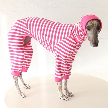 Striped Cotton Dog Pajamas for Italian Greyhounds & Whippets