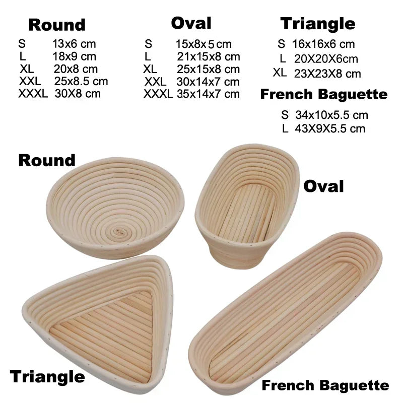 Oval Rattan Banneton Proofing Basket for Sourdough Bread with Washable Linen Liner
