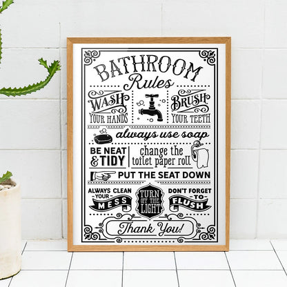 Funny Bathroom Rules Canvas Poster