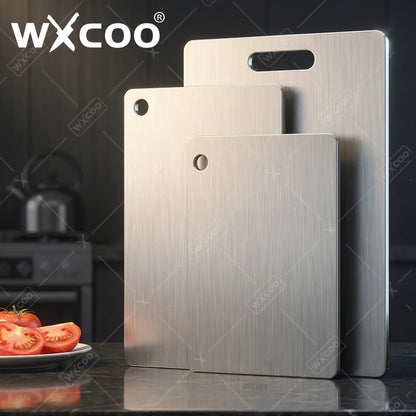 Double-Sided Stainless Steel Chopping Board for Kitchen & Dough Preparation