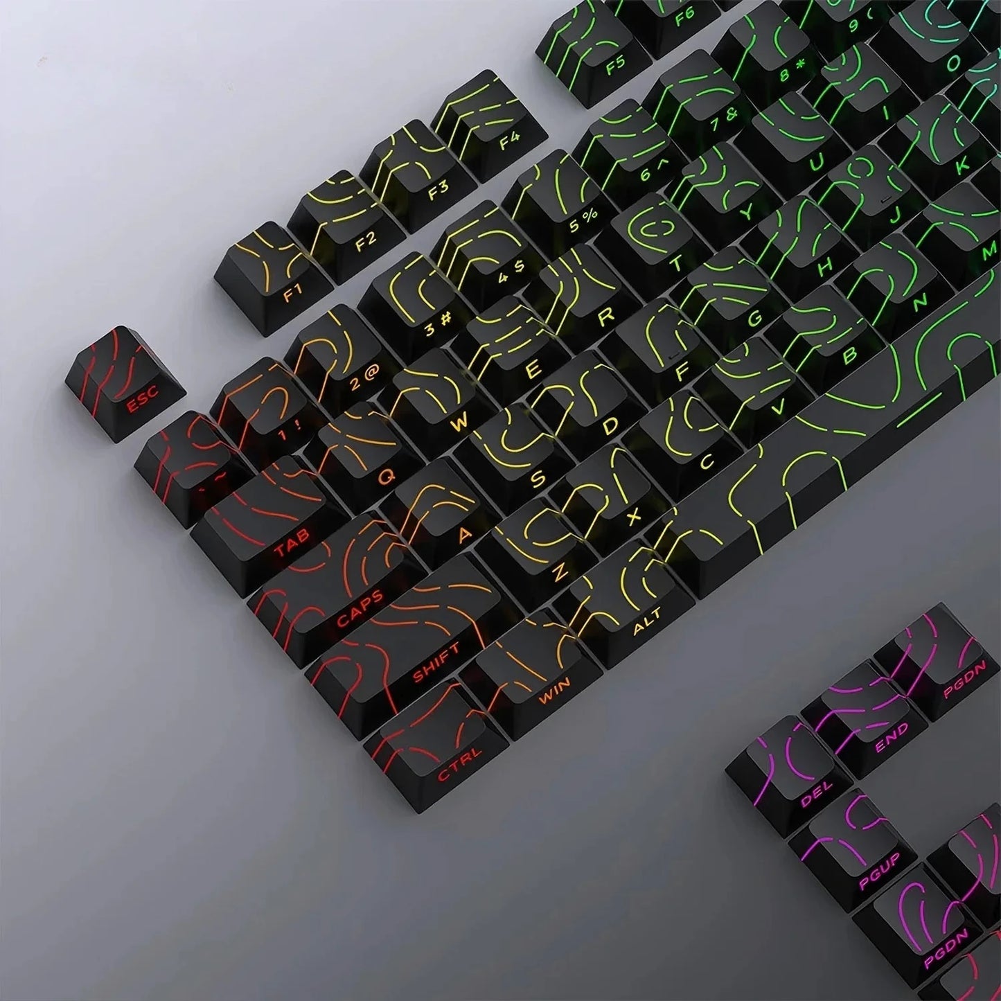 Topographic 4.0 Shine-Through PBT Keycap Set – 98 Keys
