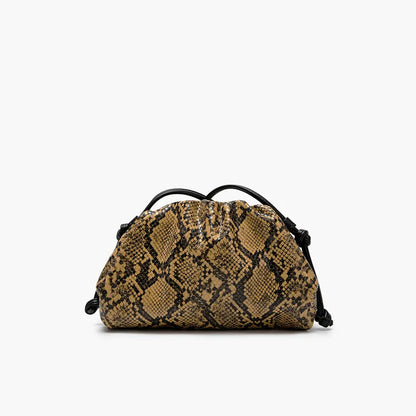 Snake Pattern Ruched Shoulder Bag