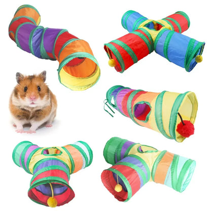 Rainbow Play Tunnel for Small Animal Exercise & Hideaway