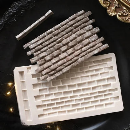 VERIDIAN Rock Brick Wall Texture Silicone Molds Diy Wood Grain Tree Bark Silicone Mat Fondant Baking Mold Cake Decorating Tools