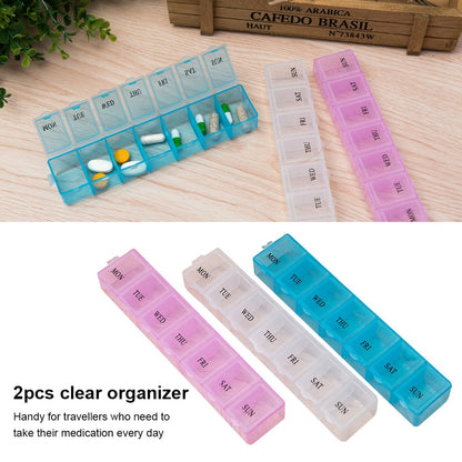 2Pcs/set Pill Case Plastic 7 Days