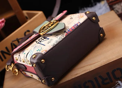 Vintage Graffiti Bear Top Handle Satchel Bag