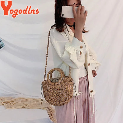 Handmade Half-Moon Straw Bag
