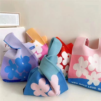 Handmade Knitted Knot Wrist Tote Bag