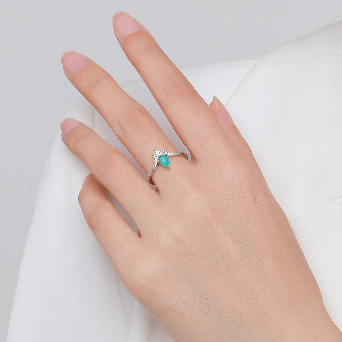 Paraiba Tourmaline Sterling Silver Crown Ring