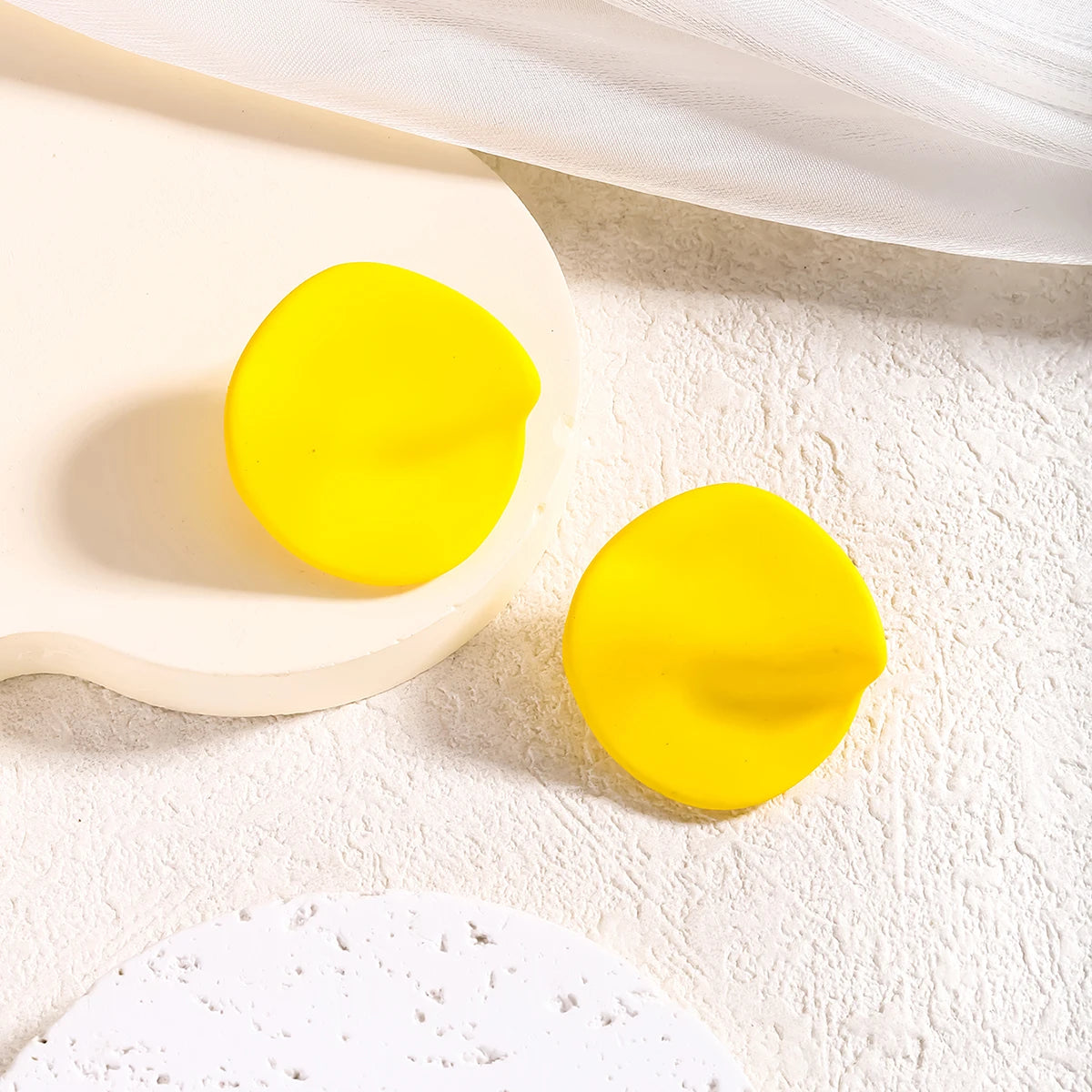 Candy Colored Button Shape Round Acrylic Earrings