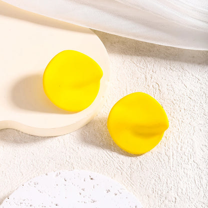 Candy Colored Button Shape Round Acrylic Earrings