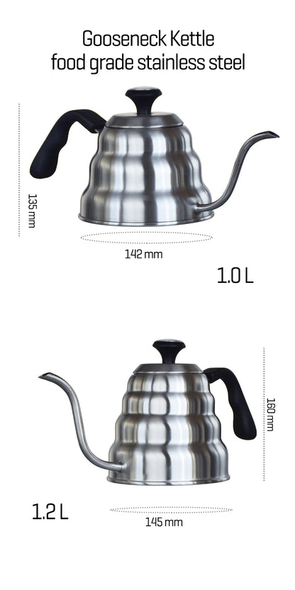 Gooseneck Coffee Kettle with Built-In Thermometer – 1L & 1.2L