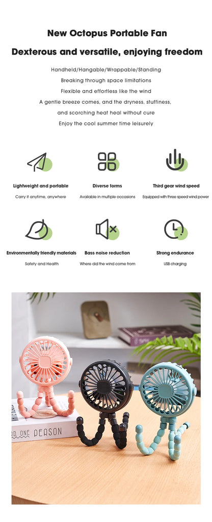 Portable Flexible Tripod Fan