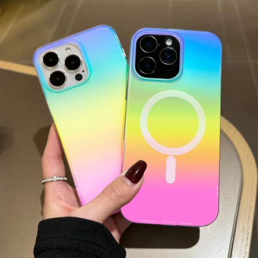 Laser Gradient Rainbow Magnetic Case For iPhone