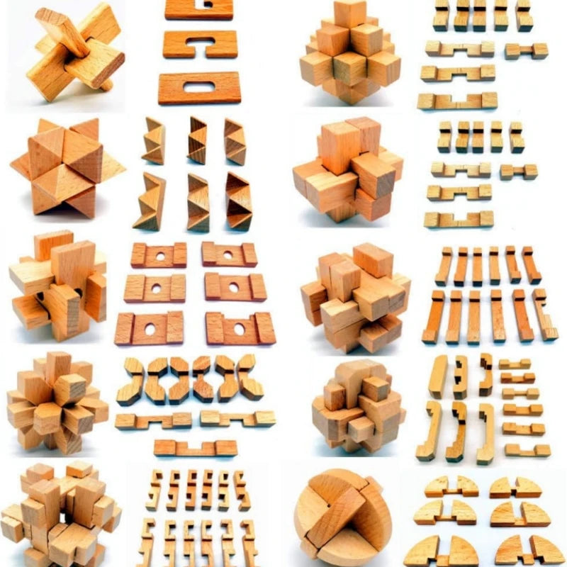 Wooden Kong Ming & Lu Ban Lock 3D Brain Teaser Puzzle