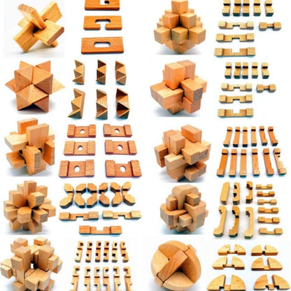 Wooden Kong Ming & Lu Ban Lock 3D Brain Teaser Puzzle