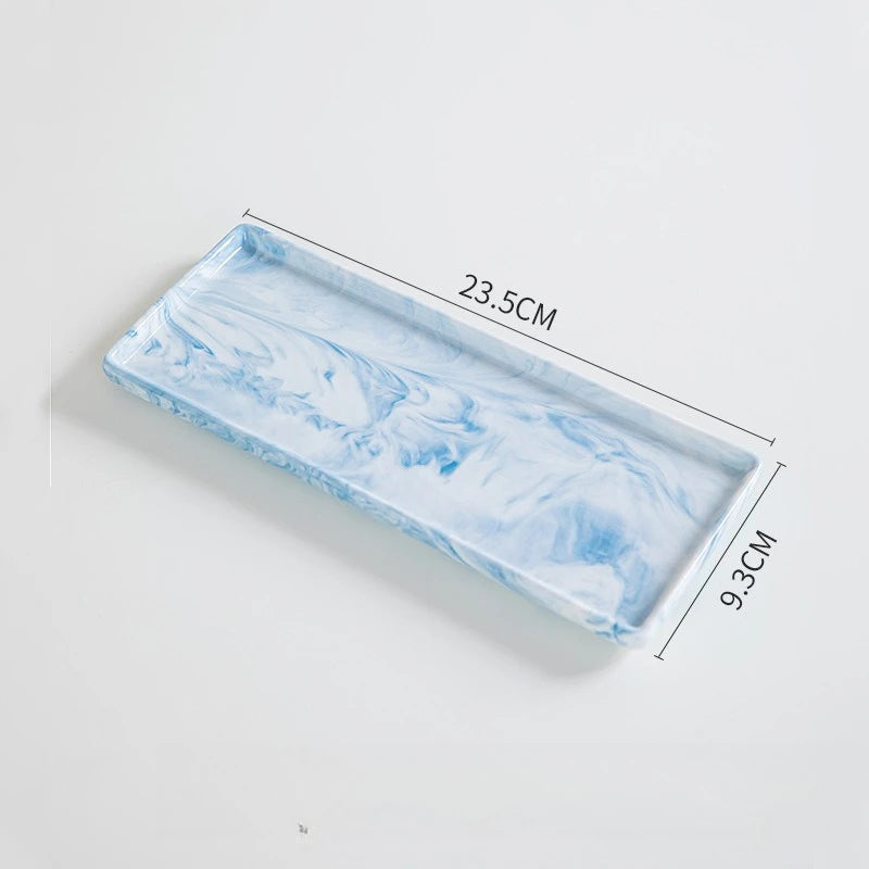 Marble Pattern Rectangular Bathroom Vanity Tray